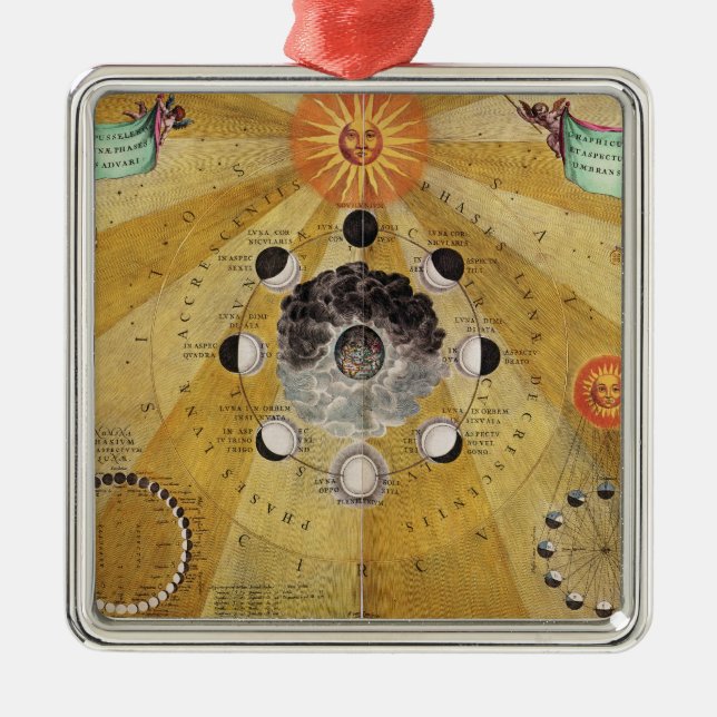 Ornamento De Metal Fases da lua, 'do atlas celestial (Frente)
