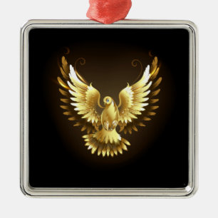 Ornamento De Metal Faux Gold Foil Peace Dove em Preto