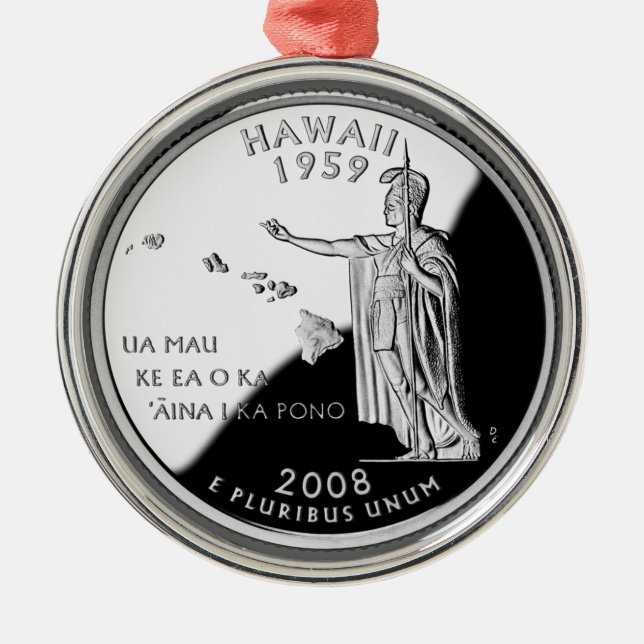 Ornamento De Metal Faux Hawaii State Quarter (Frente)