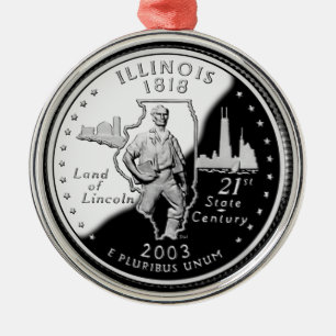 Ornamento De Metal Faux Illinois State Quarter