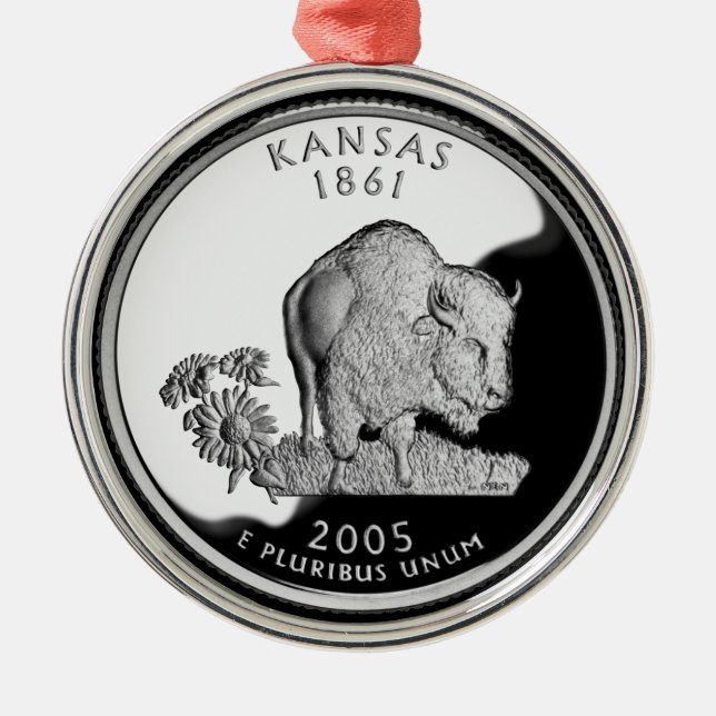 Ornamento De Metal Faux Kansas State Quarter (Frente)