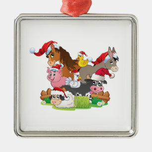 Ornamento De Metal Fazenda Animal Christmas