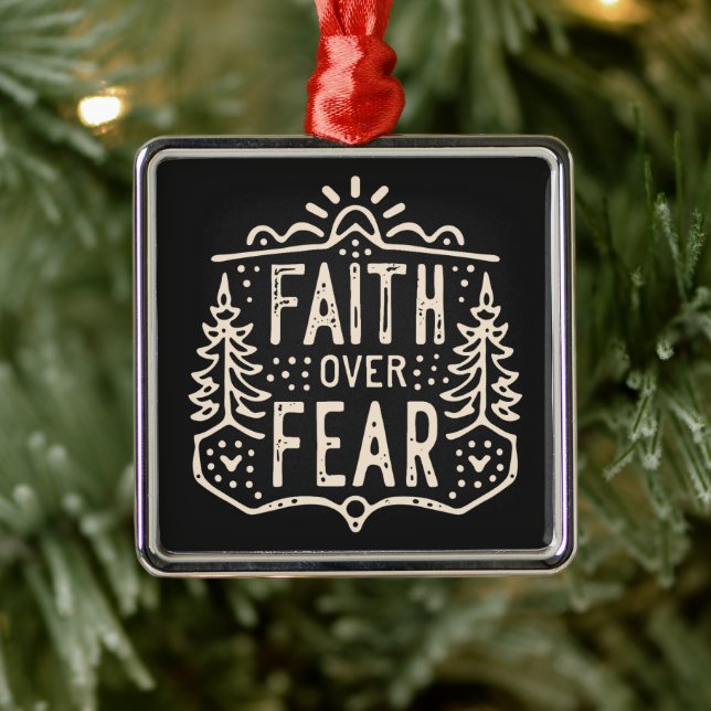 Ornamento De Metal Fé sobre o medo da estética retrorreflectora russa (Árvore)