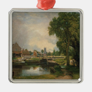 Ornamento De Metal Fechamento de John Constable Dedham e moinho,