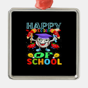 Ornamento De Metal Feliz 100 Dias De Escola