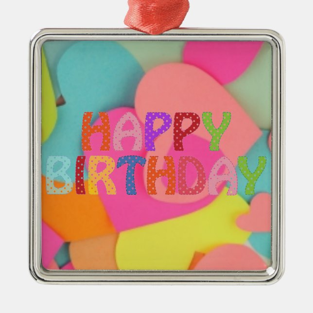 Ornamento De Metal Feliz aniversário (Frente)