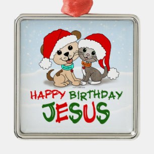 Ornamento De Metal Feliz aniversário Jesus
