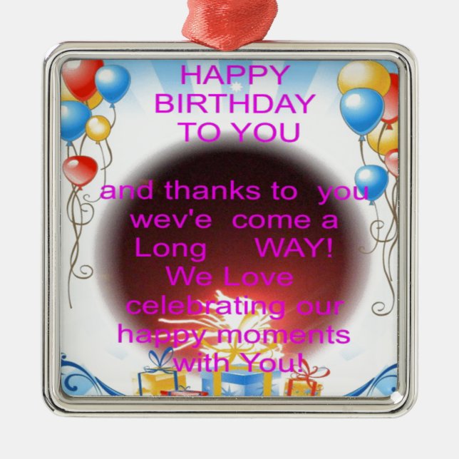 Ornamento De Metal Feliz aniversário para você (Frente)