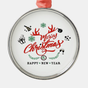Ornamento De Metal Feliz ano novo de Natal feliz