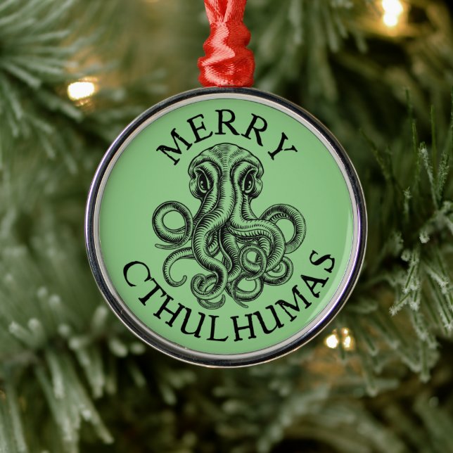 Ornamento De Metal Feliz Cthulhumas Cthulhu Lovecraft (Árvore)