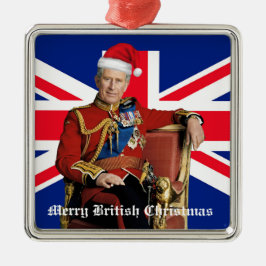 Ornamento De Metal Feliz de Natal britânico Rei Charles III