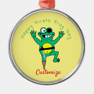 Ornamento De Metal Feliz Dia do Sapo Pirata Thunder_Cove