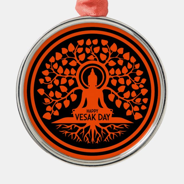 Ornamento De Metal Feliz Dia do Vesak (Frente)