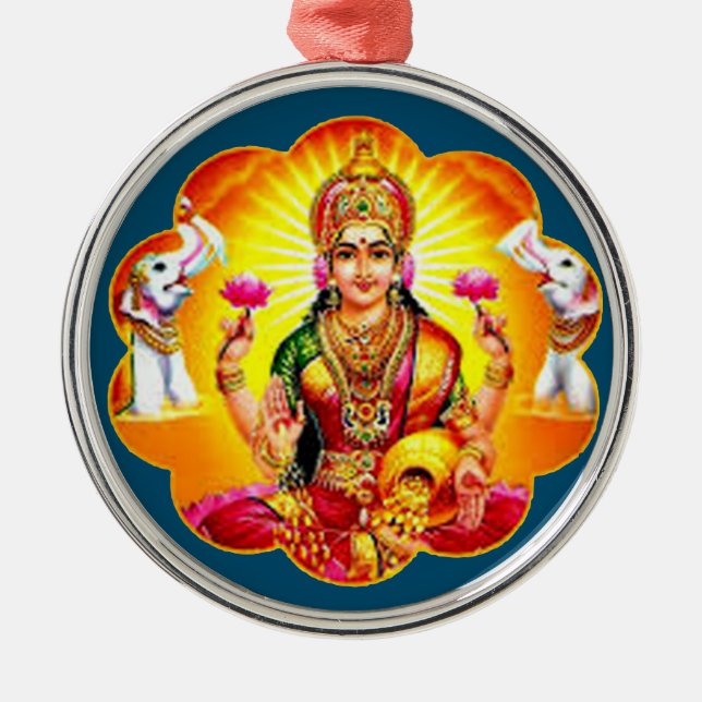 Ornamento De Metal Feliz Dift Ideas Hindu Goddess lakshmi (Frente)
