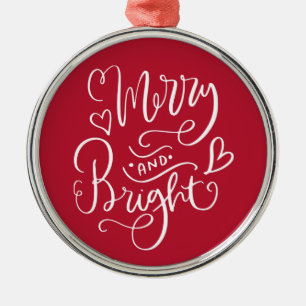 Ornamento De Metal Feliz E Belo Natal Vermelho