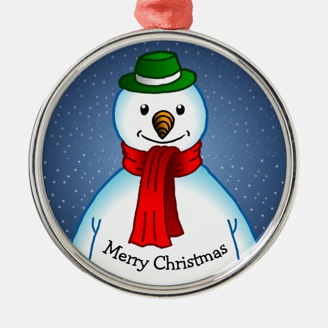 Ornamento De Metal Feliz e maravilhoso Snowman (Frente)
