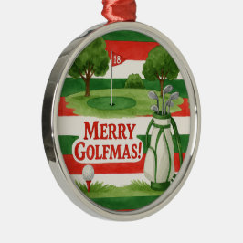 Ornamento De Metal 'Feliz Golfmas!' Golfistas Alegre Natal Esportivo