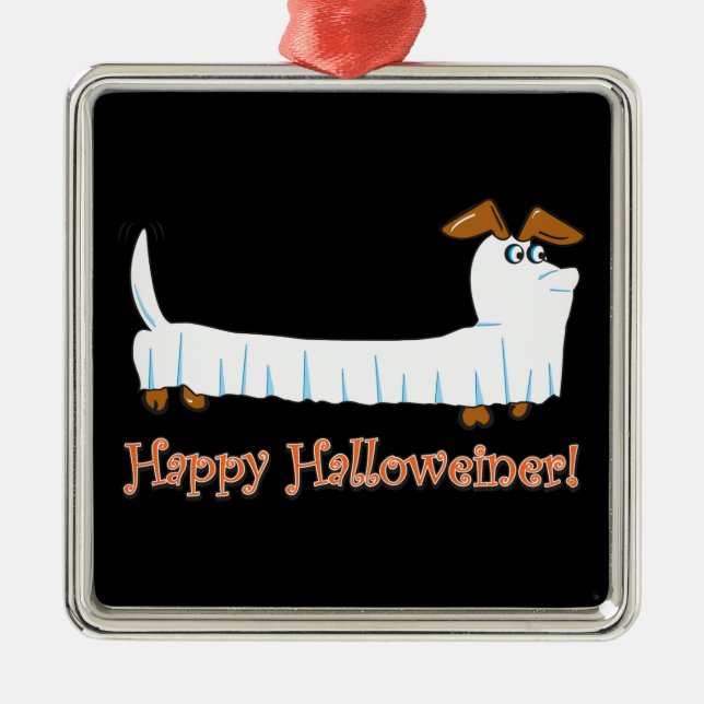 Ornamento De Metal Feliz Halloween Dachshund (Frente)