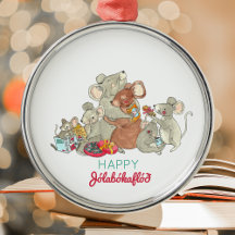 Feliz Jolabokaflod Família de Mouse Cerâmica