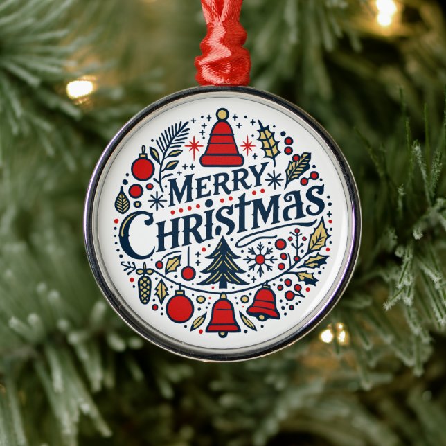 Ornamento De Metal Feliz Natal 3 (Árvore)