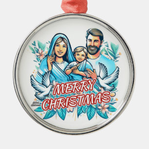 Ornamento De Metal Feliz Natal - A Santa Família - Natividade