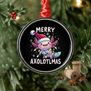 Ornamento De Metal Feliz Natal Axolotl Luzes Axolotlmas Árvore