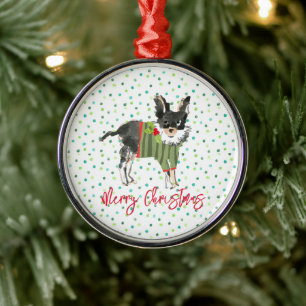 Ornamento De Metal Feliz Natal Cachorro Festivo Holly Holiday