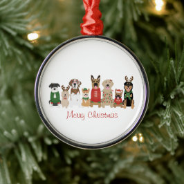 Ornamento De Metal Feliz Natal Cães Vermelhos