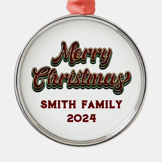 Ornamento De Metal Feliz Natal - Correspondência Familiar (Frente)