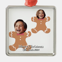 Ornamento De Metal Feliz Natal da família moderna