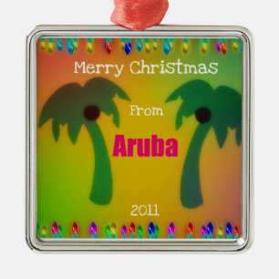 Ornamento De Metal Feliz Natal de Aruba 2011