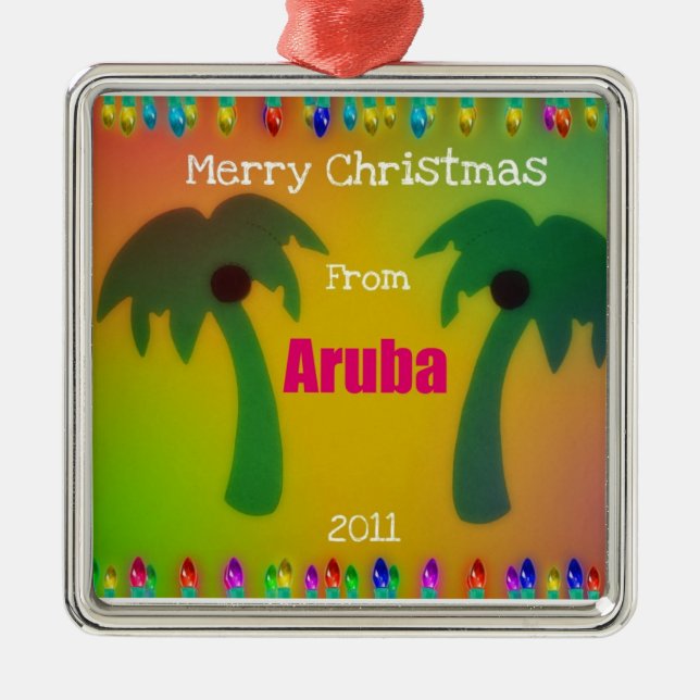 Ornamento De Metal Feliz Natal de Aruba 2011 (Frente)