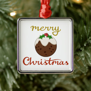 Ornamento De Metal Feliz Natal+Design Pudim