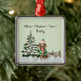 Ornamento De Metal Feliz Natal do Nome do Cão