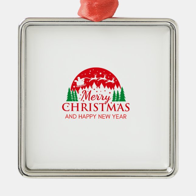Ornamento De Metal Feliz Natal E Feliz ano novo (Frente)