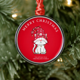 Ornamento De Metal Feliz Natal Engraçado Gato de Natal Bonito