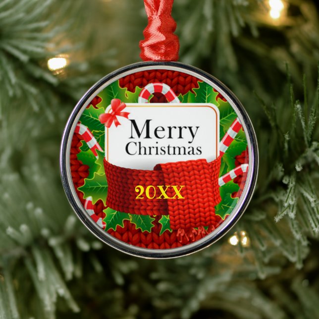 Ornamento De Metal Feliz Natal Família e Primeiro (Árvore)