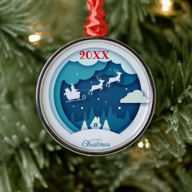 Ornamento De Metal Feliz Natal Família e Primeiro (Árvore)