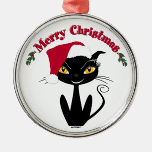 Ornamento De Metal Feliz Natal Gato