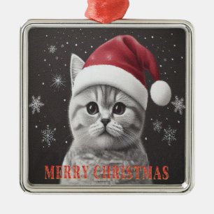 Ornamento De Metal Feliz Natal, Gato de Cabra Britânico, Papais noeis