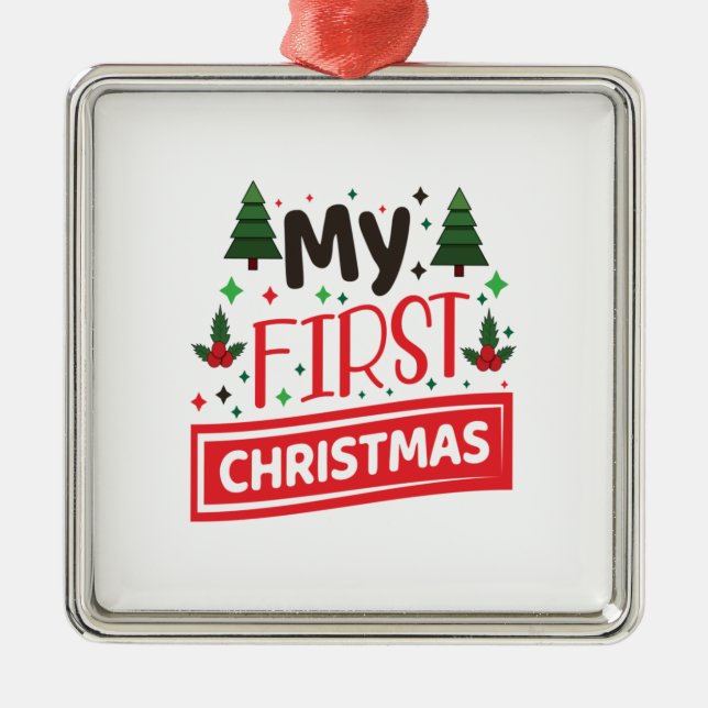 Ornamento De Metal Feliz Natal Meu Primeiro Natal (Frente)