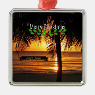 Ornamento De Metal Feliz Natal, Negril, Jamaica,