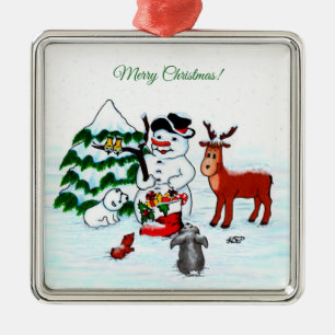 Ornamento De Metal Feliz Natal! Neve com Amigos
