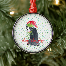 Ornamento De Metal Feliz Natal O Bulldog Francês Holly Ho Festivo