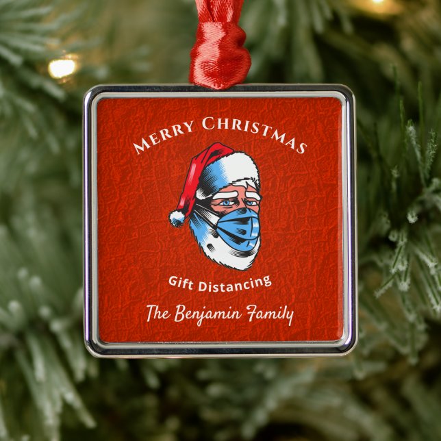 Ornamento De Metal Feliz Natal Papai Noel Rosto (Árvore)