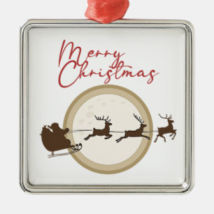 Ornamento De Metal Feliz Natal Papais noeis Sleigh Deer