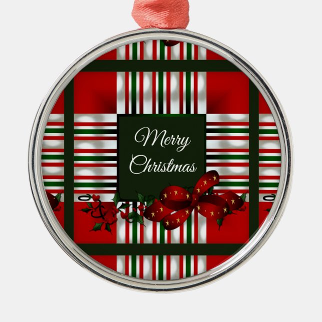 Ornamento De Metal Feliz Natal Personalizado (Frente)