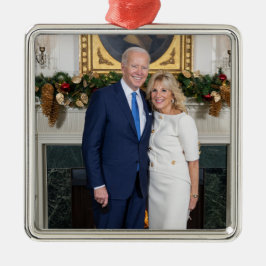 Ornamento De Metal Feliz Natal, Presidente Joe Biden e 1ª Dama