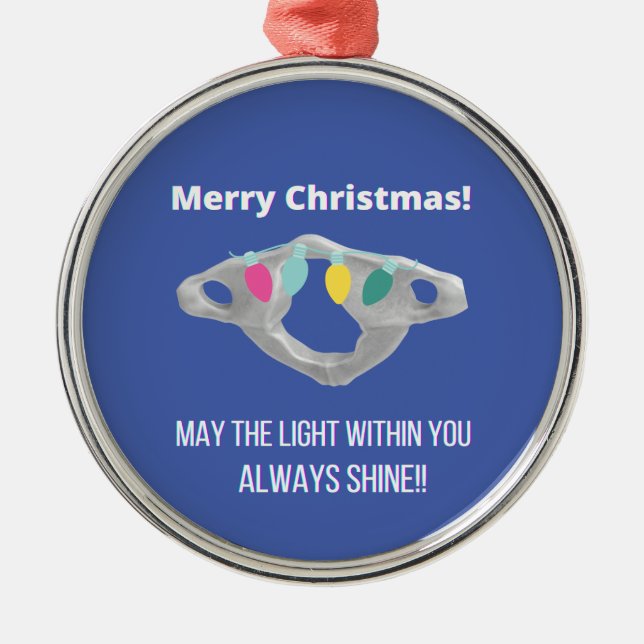 Ornamento De Metal Feliz Natal Quiroprático! (Frente)