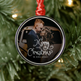 Ornamento De Metal Feliz Natal Roteiro Caprichoso Foto Personalizada